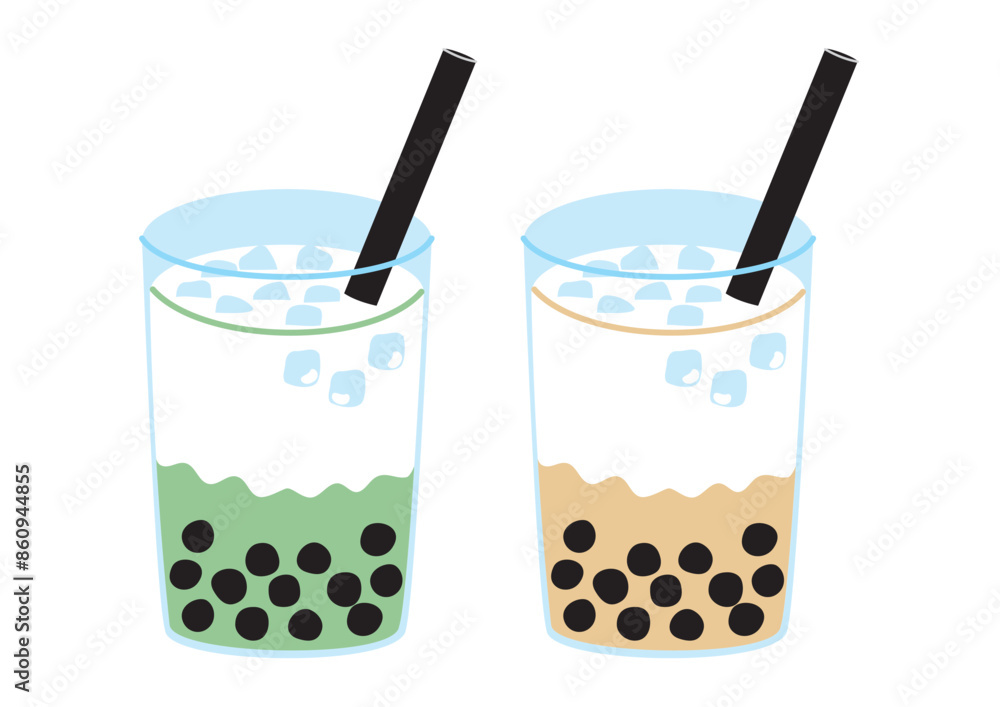 タピオカ抹茶ミルクとタピオカミルクティー タピオカ抹茶ミルクとタピオカミルクティー