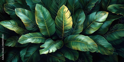 Tropical Leaves in Lush Green Hues photo