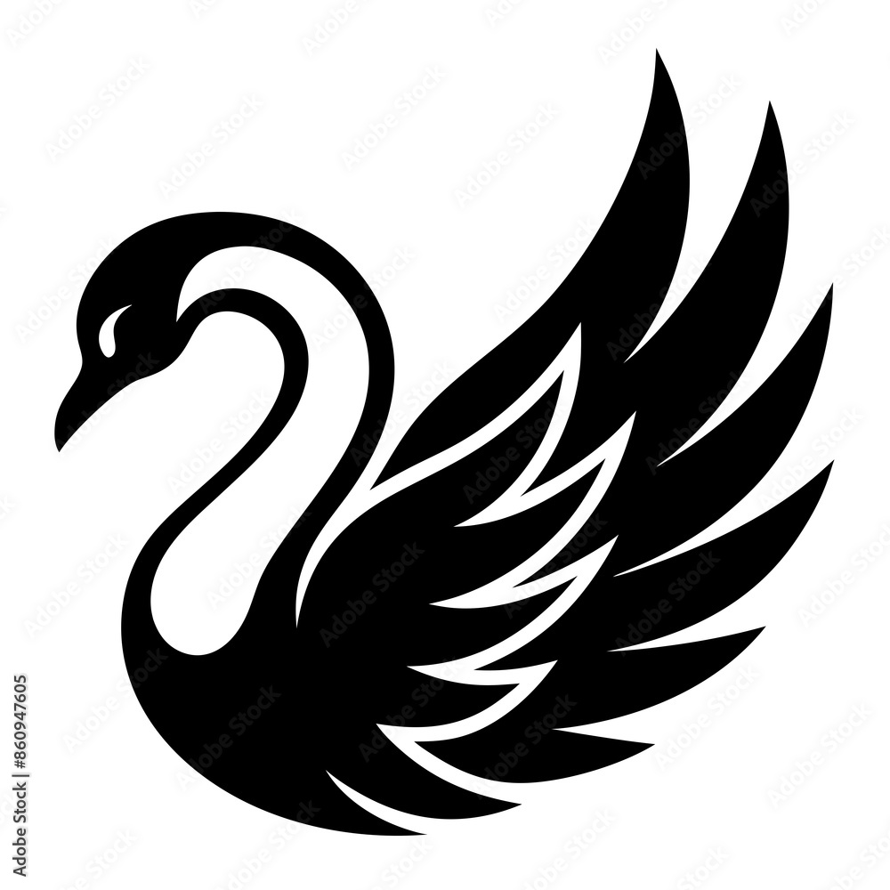 Fototapeta premium Swan logo icon vector art silhouette illustration