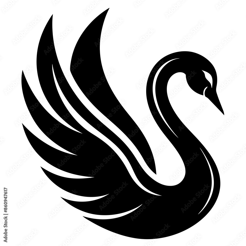 Fototapeta premium Swan logo icon vector art silhouette illustration
