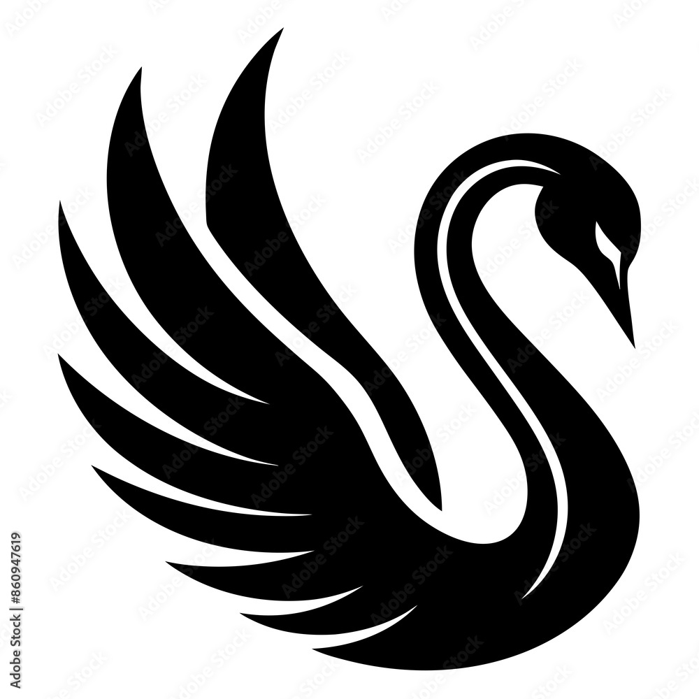 Fototapeta premium Swan logo icon vector art silhouette illustration