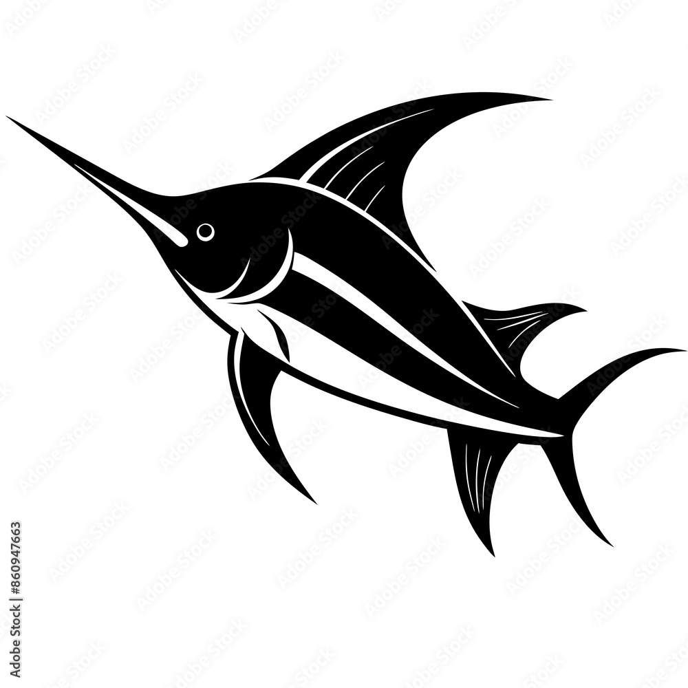 Marlin icon logo silhouette vector illustration Marlin icon logo silhouette vector illustration