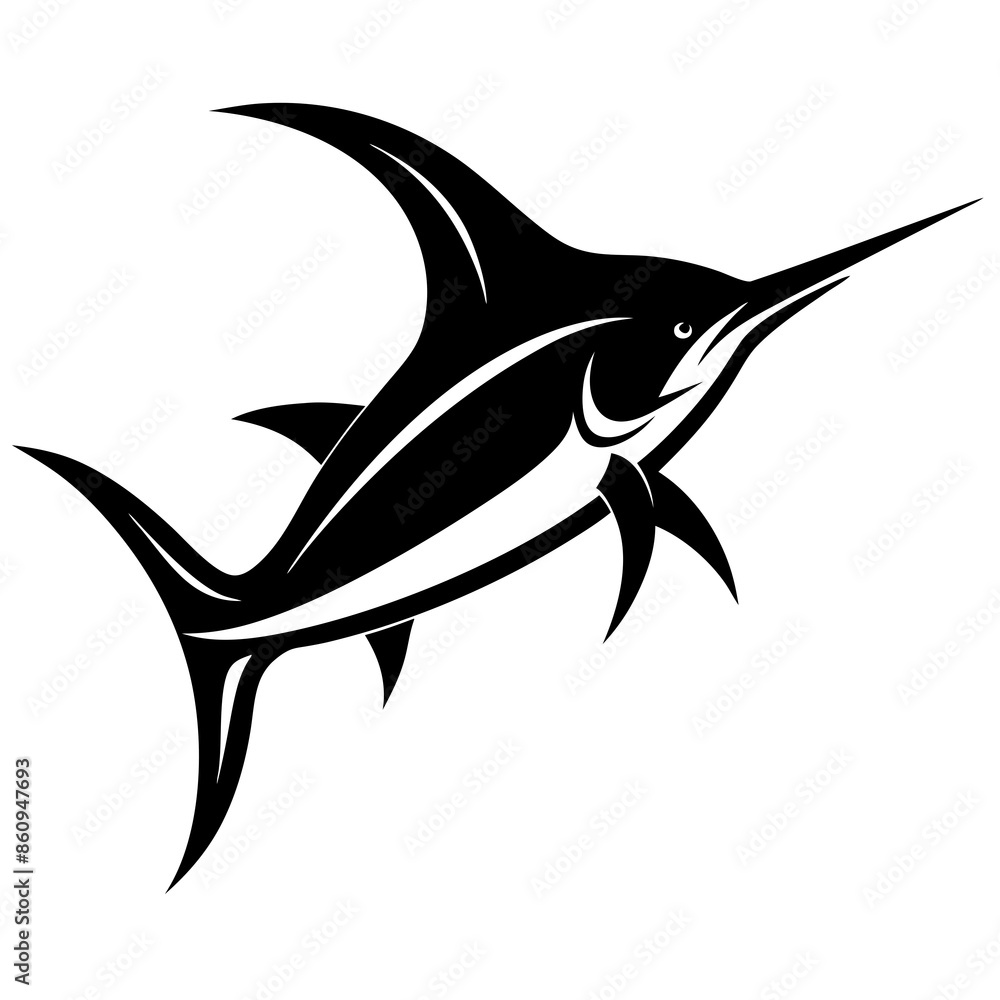 Marlin icon logo silhouette vector illustration Marlin icon logo silhouette vector illustration