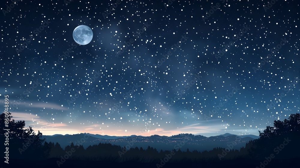 Mesmerizing Starry Night Sky with Moonlit Gradient and Twinkling Silver Stars Luxury Atmospheric Background Concept Mesmerizing Starry Night Sky with Moonlit Gradient and Twinkling Silver Stars Luxury Atmospheric Background Concept