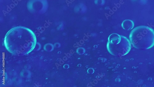 Wallpaper Mural Oxygen bubbles. Fizzy texture. Defocused blue color shiny gel water air circles mineral beverage hydrating cosmetics spinning abstract background. Torontodigital.ca