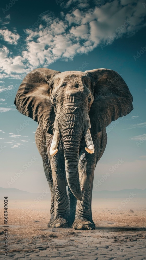 Fototapeta premium Elephant , commercial ads photo, product shot, stunning, beautiful, minimalist, award photo, centered