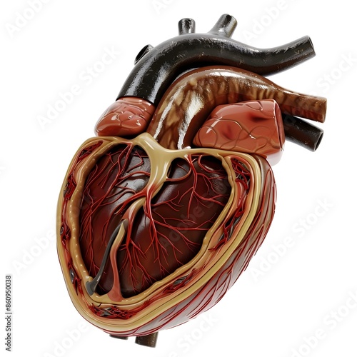 Wallpaper Mural Cross-Section of the Human Heart Highlighting the Blood Pumping Process on a White Background Torontodigital.ca