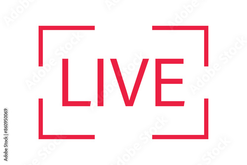 Red live broadcasting sign text vector illustration design