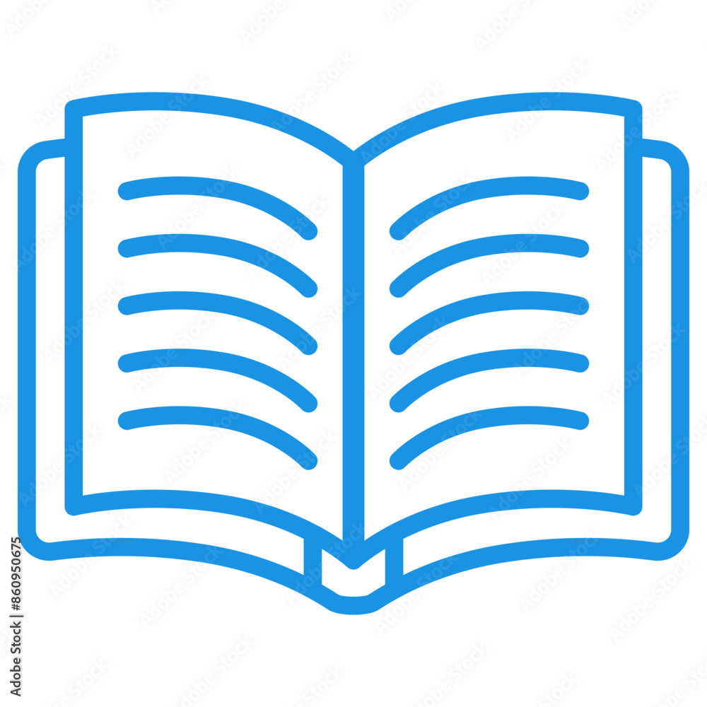 Open book icon with blue linear design Open book icon with blue linear design