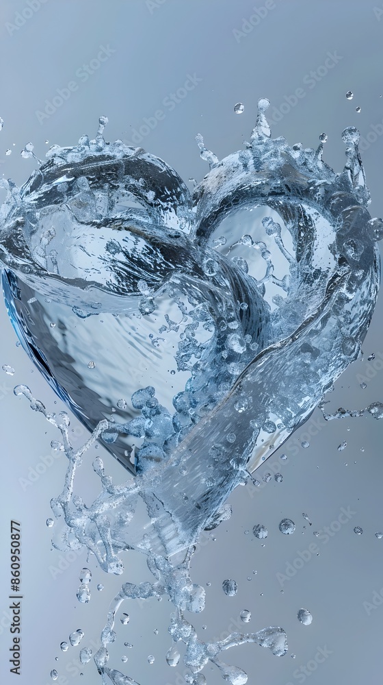 Liquid Heart:A Dynamic 3D Rendered Depiction of Water Splashing and Flowing in Heart Shape Liquid Heart:A Dynamic 3D Rendered Depiction of Water Splashing and Flowing in Heart Shape