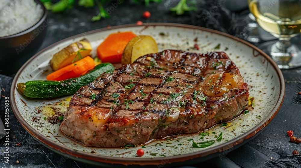 Grilled Steak with Vegetables and Herbs Grilled Steak with Vegetables and Herbs