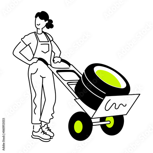 Handy doodle mini illustration of a tyre dolly 

