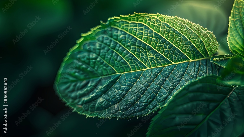 Detailed Close-Up of Vibrant Green Leaf in Natural Light Detailed Close-Up of Vibrant Green Leaf in Natural Light