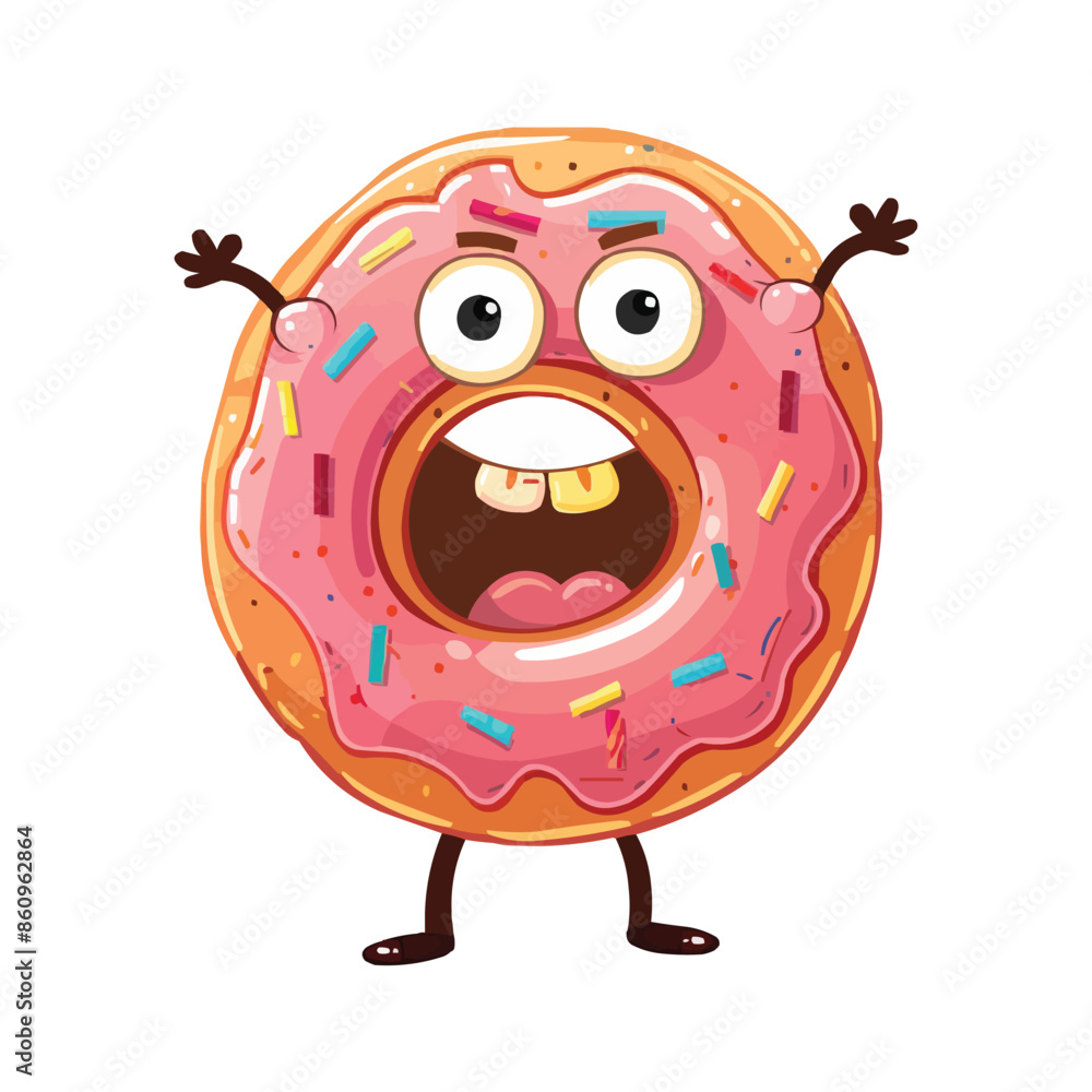Obraz premium Vector Doughnut cartoon character with arms and legs on white background