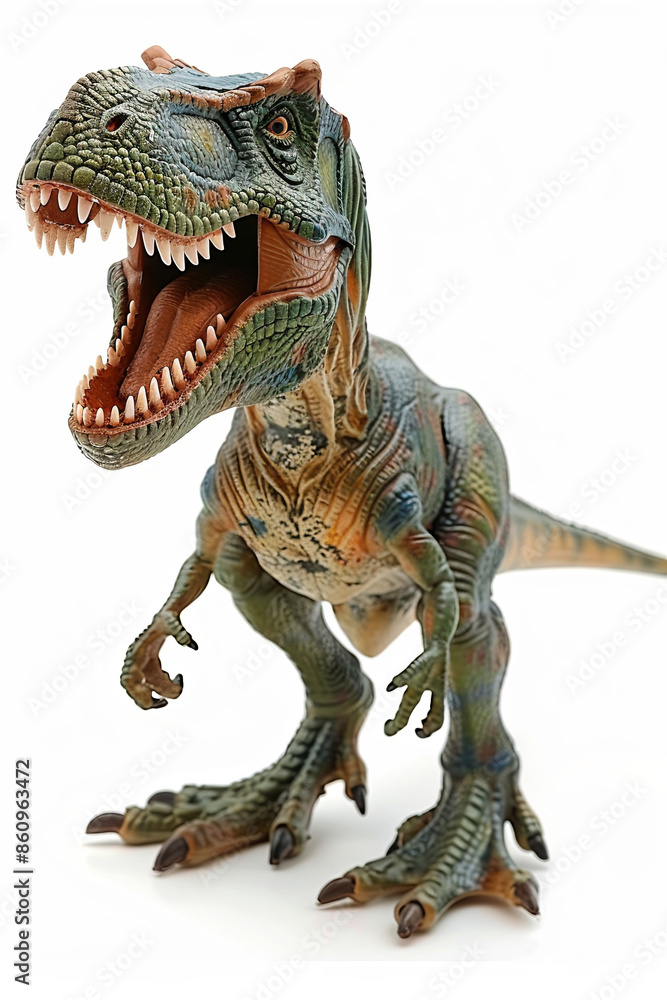 Fototapeta premium Dinosaur toy (Tyrannosaurus Rex) isolated on white