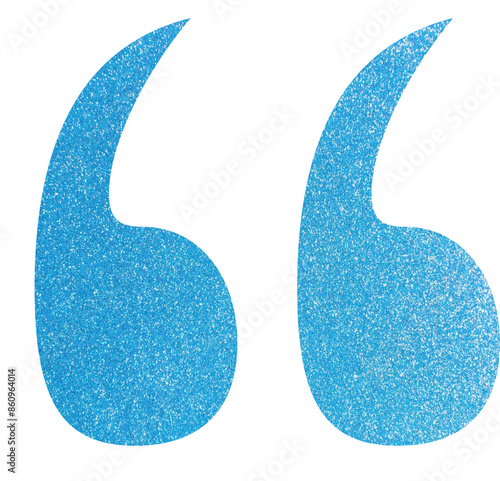Quotation mark, inverted commas, blue glitter 