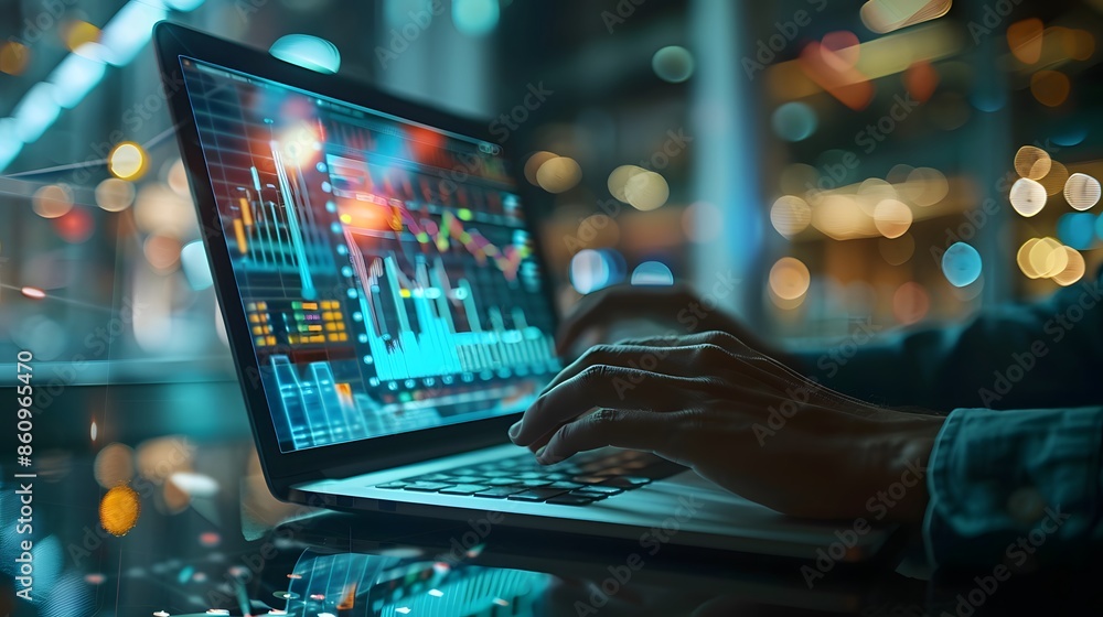 person working on a laptop is surrounded by digital elements such as binary code and data graphics. which is a symbol for data analysis person working on a laptop is surrounded by digital elements such as binary code and data graphics. which is a symbol for data analysis