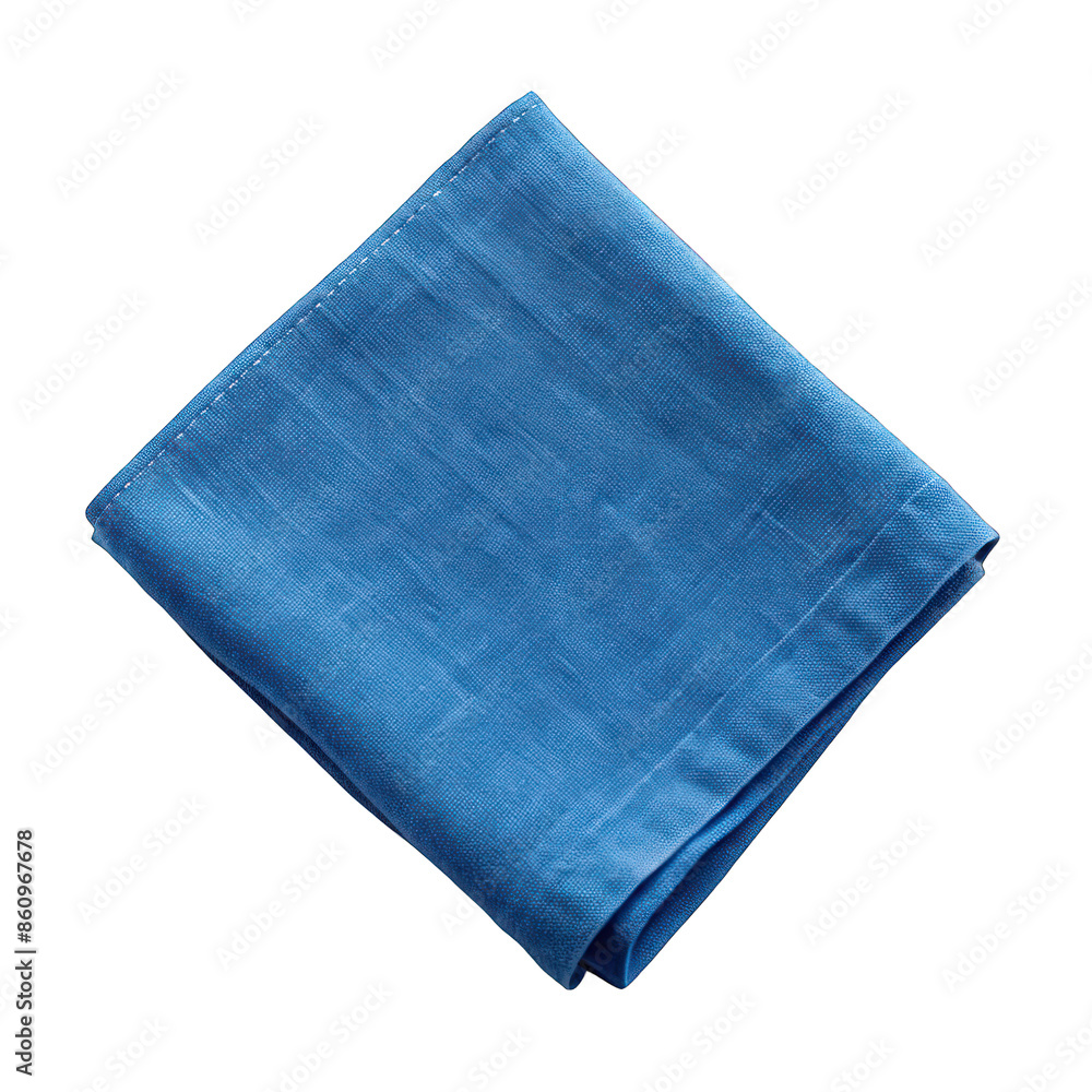 Blue napkin top view isolated on transparent background Blue napkin top view isolated on transparent background