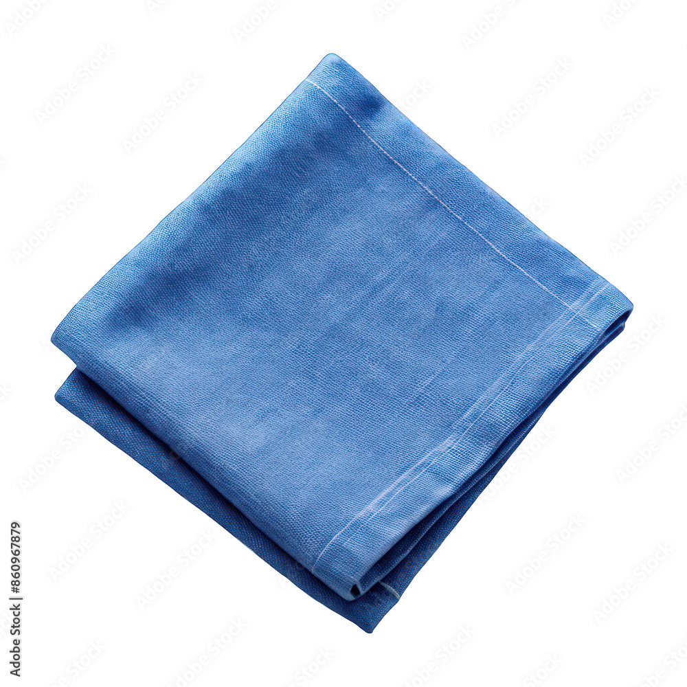 Blue napkin top view isolated on transparent background Blue napkin top view isolated on transparent background