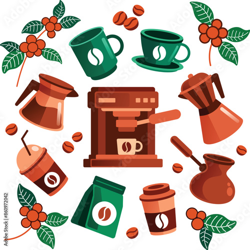 Coffee Elements Vector Illustration