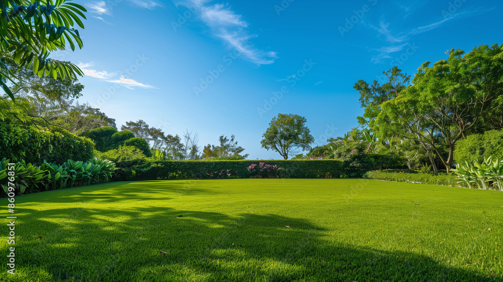 The area behind the house delights with lush green grass and a clear blue sky. This idyllic place exuded peace and invited you to relax surrounded by nature. The area behind the house delights with lush green grass and a clear blue sky. This idyllic place exuded peace and invited you to relax surrounded by nature.