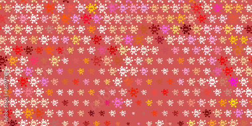Light Red, Yellow vector background with covid-19 symbols.