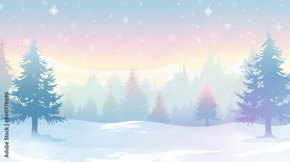 Fototapeta premium Winter Wonderland: A Pastel Forest