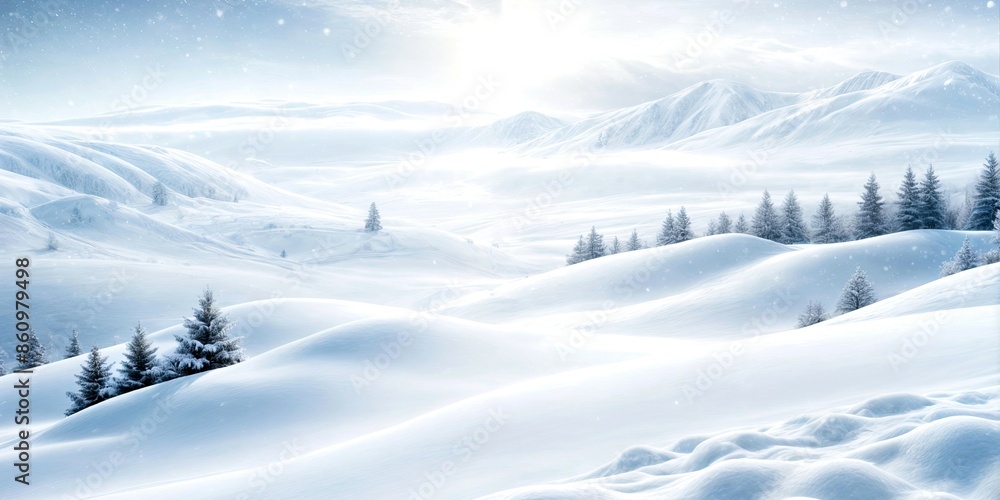 Snowy Mountain Landscape with Trees and Blue Sky Snowy Mountain Landscape with Trees and Blue Sky