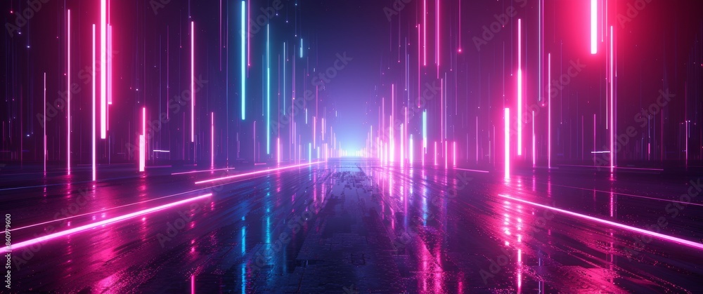 Futuristic Neon: Immersive 3D Render with Luminous Ascending Lines for a Vibrant Wallpaper Futuristic Neon: Immersive 3D Render with Luminous Ascending Lines for a Vibrant Wallpaper