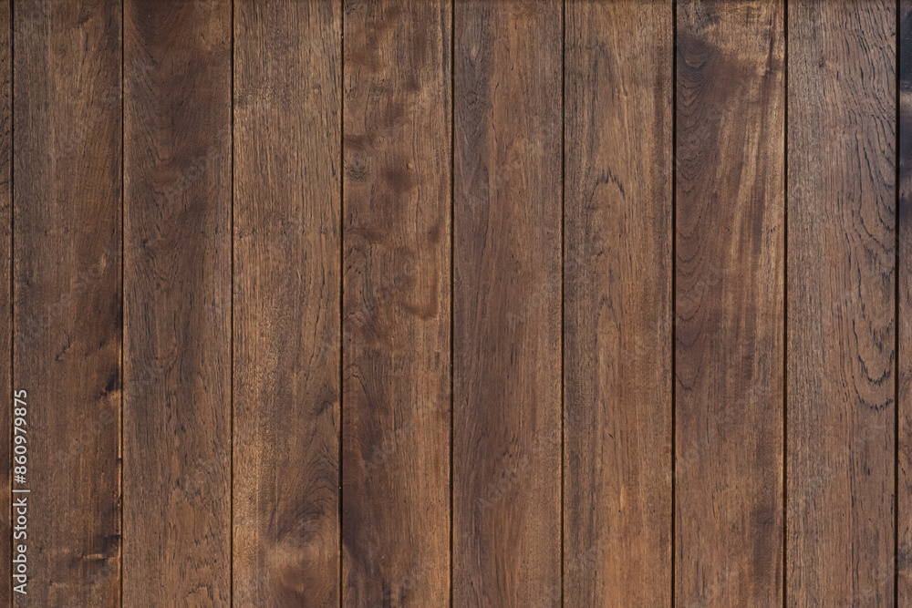 Fototapeta premium Dark wood texture background surface with old natural pattern, texture of retro plank wood use for background, poster, banner, brochure and graphic design.