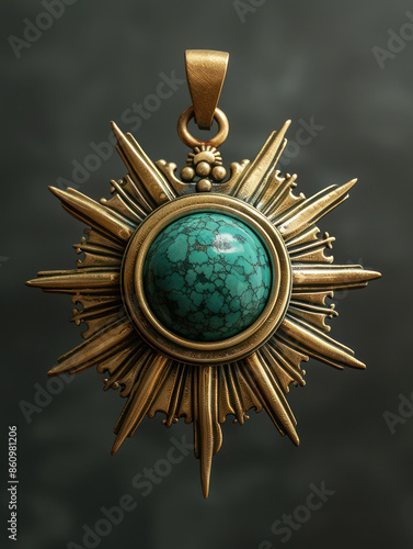 Turquoise Pendant with a Sunburst Design Radiant Charm Turquoise Jewelry for Elegance and Style Handcrafted Artisan Piece for Unique Fashion Statements and Timeless Beauty
