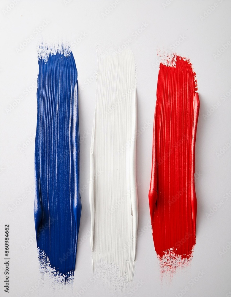 Paint stroke in French flag colors on white background. blue, white, red Paint stroke in French flag colors on white background. blue, white, red