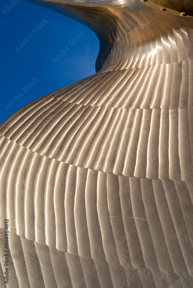 Obraz premium The shiny surface of a ship's propeller.