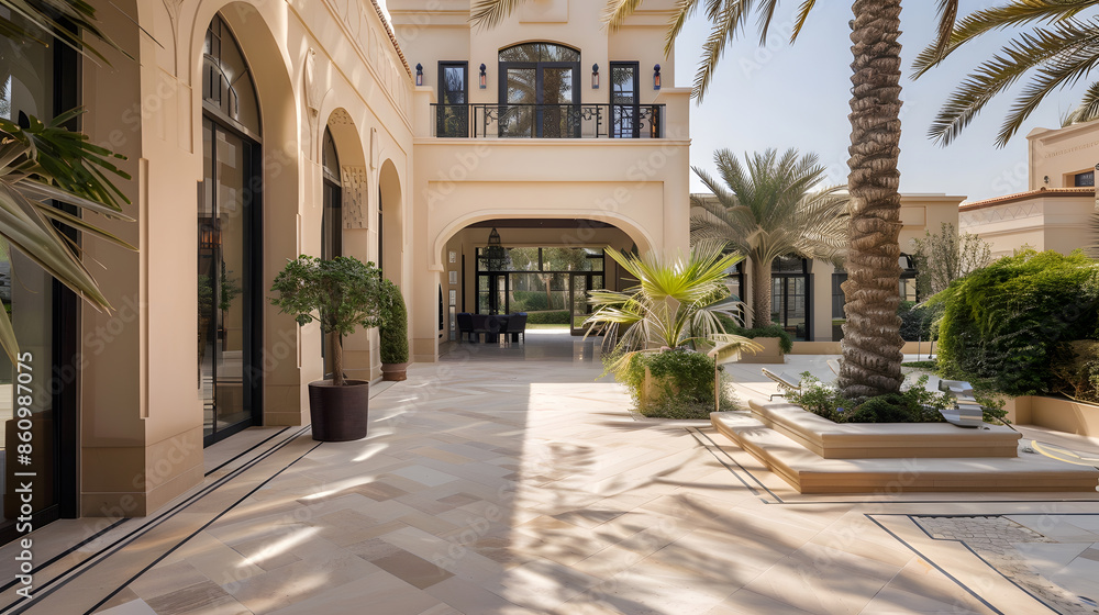 Obraz premium Outdoor Villa Interior design dubai : Generative AI