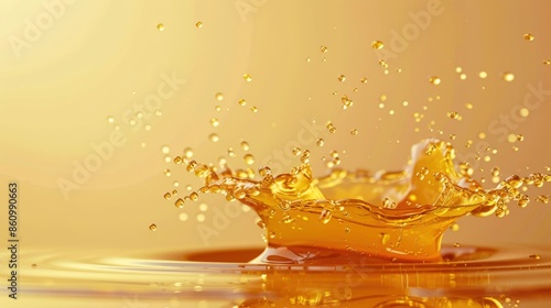 Minimalist graphic of a honey splash on a clean background with ample space for text or branding suitable for various design projects