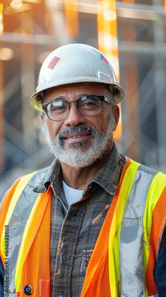 Generate a image capturing the essence of an architect in a construction site during the late afternoon Generate a image capturing the essence of an architect in a construction site during the late afternoon