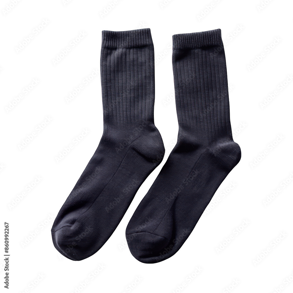Pair of black cotton socks isolated on transparent background Pair of black cotton socks isolated on transparent background