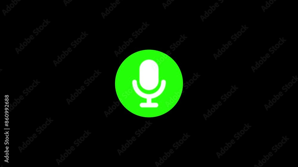 Voice recording microphone animation video on black screen, microphone icon, voice recording mic, recording studio symbol Voice recording microphone animation video on black screen, microphone icon, voice recording mic, recording studio symbol