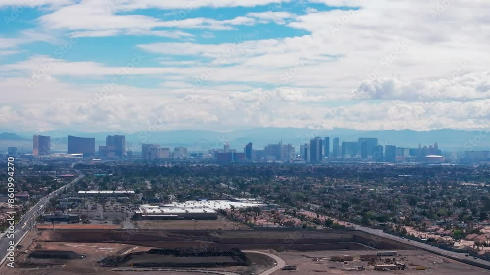 Telephoto drone shot of the Las Vegas strip in the daytime Telephoto drone shot of the Las Vegas strip in the daytime
