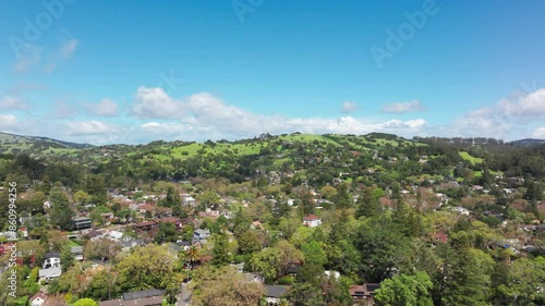 Drone shot of homes on the hills outside of San Francisco, Bay Aera photo