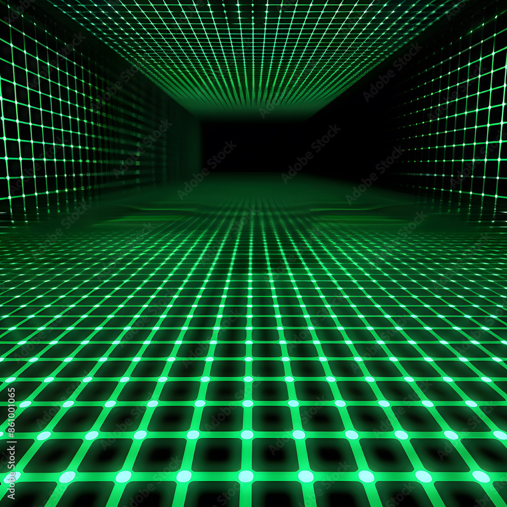 Black background with green computer matrix virtually display Black background with green computer matrix virtually display