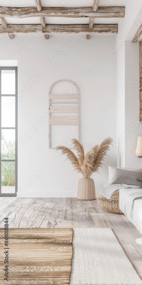 Living room interiors composition in soft tones with rustic elements, natural lighting and copy space. Luxury farmhouse interiors design concept image. Living room interiors composition in soft tones with rustic elements, natural lighting and copy space. Luxury farmhouse interiors design concept image.