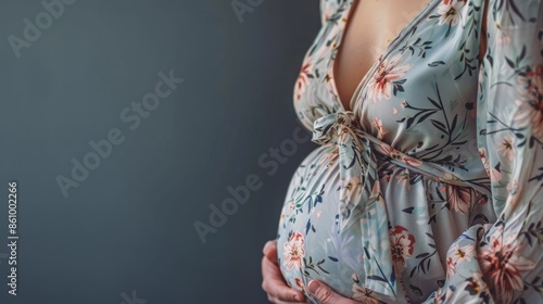 Maternity Fashion isolated with grey background 