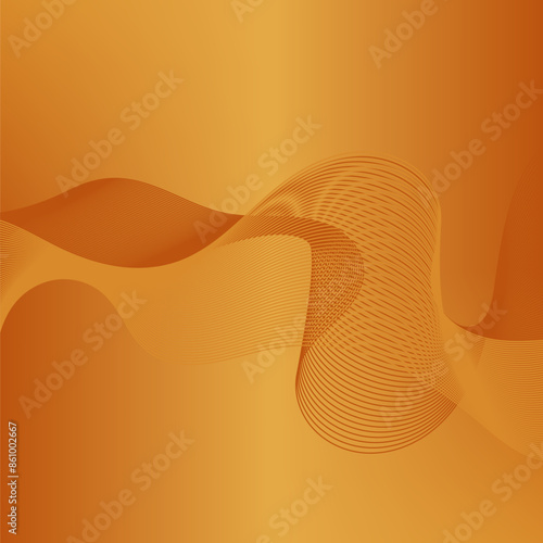 Abstract orange background with smooth lines. Vector illustration for your design.3d geometric modern