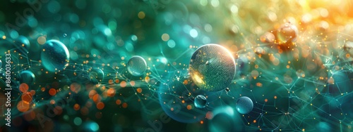 Connected Dots and Lines: Blue and green dots connected by clean lines, forming a network symbolizing collaboration and communication.