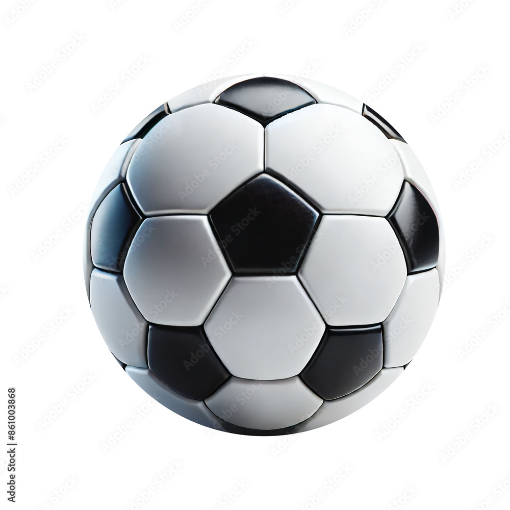 Fototapeta premium 3D render of soccer ball with larger panels on transparent background