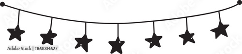 Carnival garland icon. Decorative party pennant for birthday celebration, festival and fair decoration isolated on transparent background. Children drawing outline vector. Hand drawn holiday bunting.