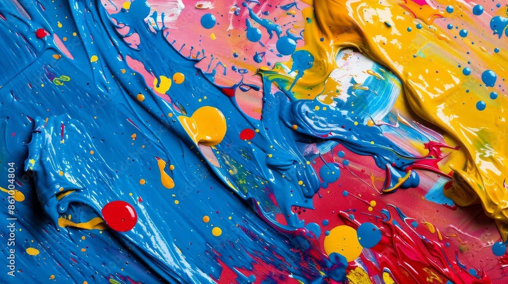Top view of an accidental paint spill, messy and colorful, an oops moment resulting in a floor covered in vibrant chaos Top view of an accidental paint spill, messy and colorful, an oops moment resulting in a floor covered in vibrant chaos