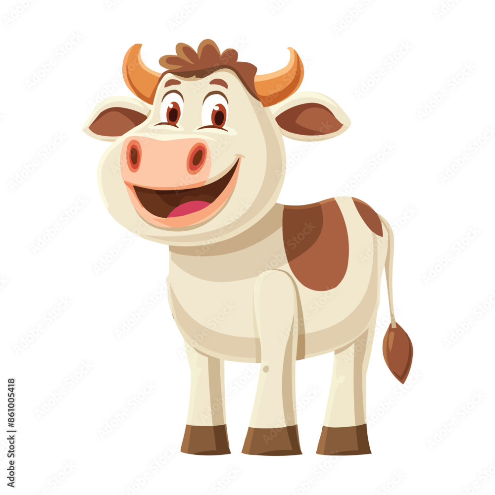 a happy Cattle cartoon character a happy Cattle cartoon character