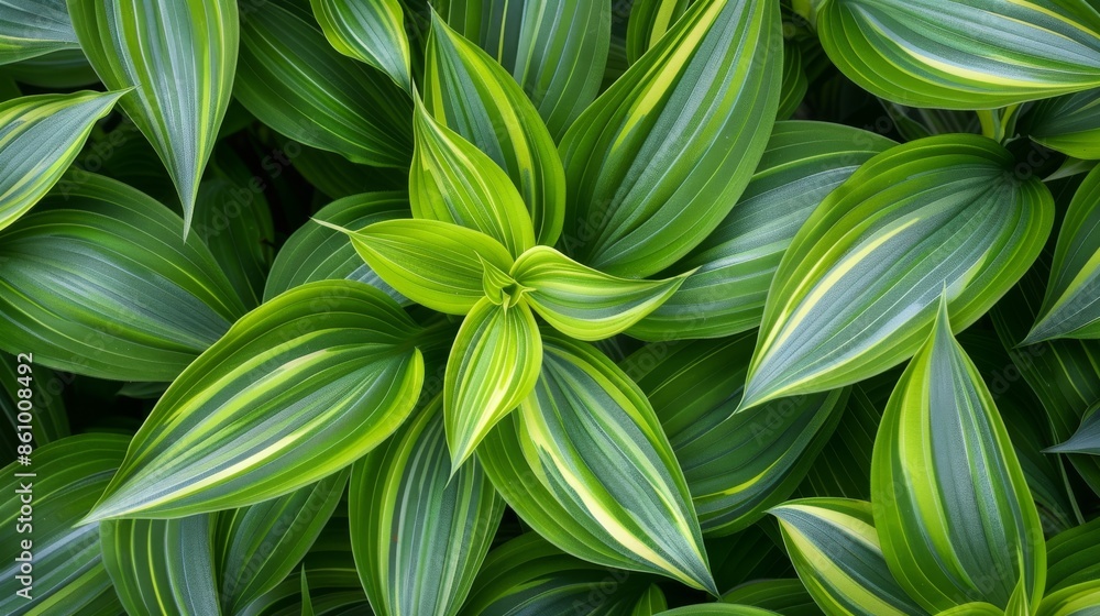 Striped Green Leaves Background Striped Green Leaves Background